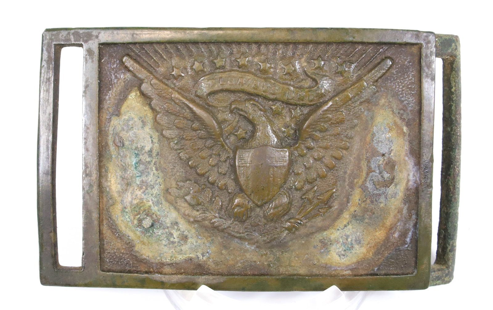 CIVIL WAR ERA BELT PLATE: 1851 STYLE MODEL, FEDERAL RECTANGULAR EAGLE - 2 1/8" X 3 1/4" UPDATED 2024 TERMS FOR PURCHASING AND SHIPPING OF AUCTION ITEMS. PLEASE READ CAREFULLY BEFORE BIDDING. ALL PAYMENTS MUST BE MADE BEFORE IT