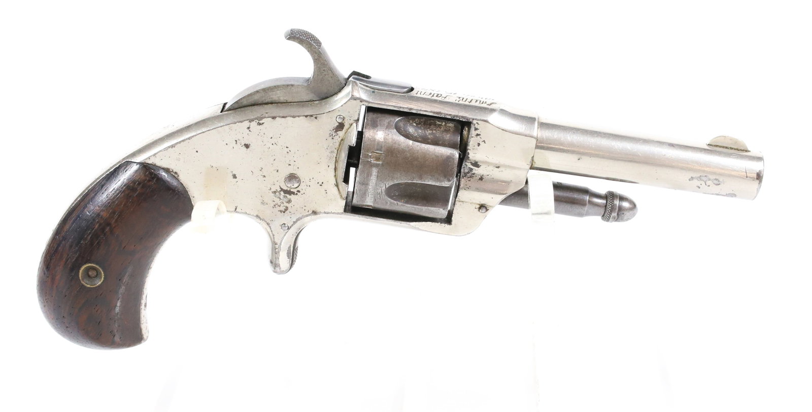 SMITH'S PATENT POCKET REVOLVER: .32 CAL, SERIAL# 38XX, 3" BARREL, FRAME IS MARKE; SMITH'S PATENT APRIL 15, 1875 - THIS GUN DOES NOT REQUIRE REGISTRATION UPDATED 2024 TERMS FOR PURCHASING AND SHIPPING OF AUCTION ITEMS. PLEASE READ CA