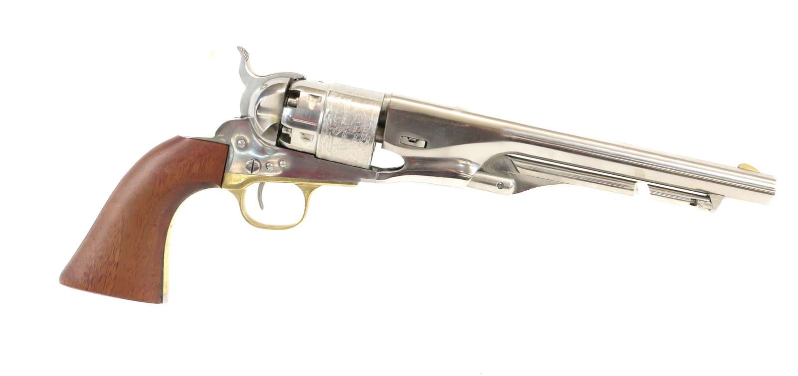 ARMI SAN MARCO 1860 COLT ARMY: 44 CAL, SERIAL# A31668, NICKEL PLATED - 8" BARREL, MADE IN ITALY - THIS GUN DOES NOT REQUIRE REGISTRATION UPDATED 2024 TERMS FOR PURCHASING AND SHIPPING OF AUCTION ITEMS. PLEASE READ CAREFULLY BEFORE 