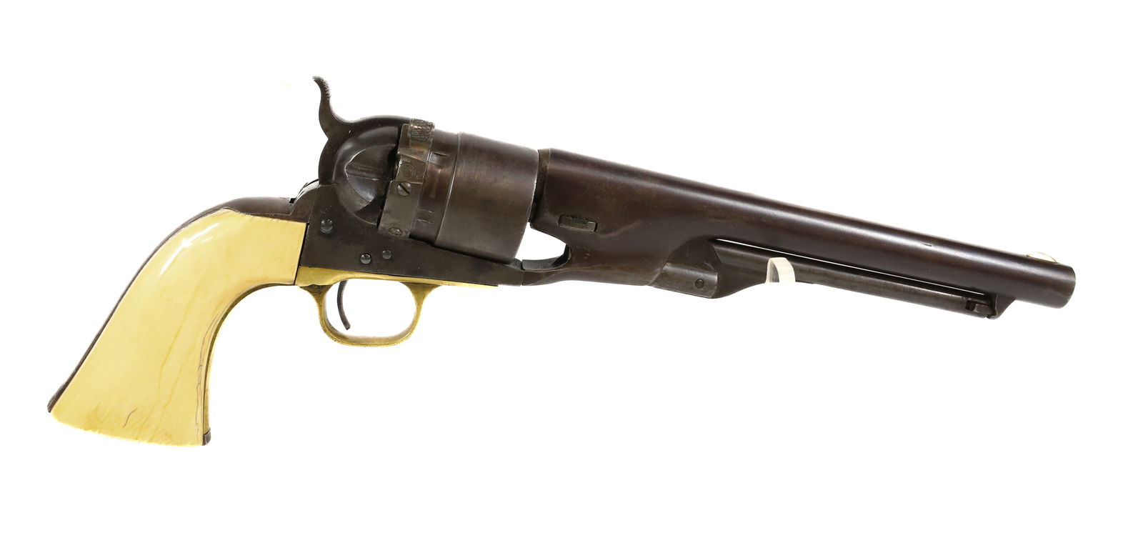 COLT THUER CONVERSION ARMY REVOLVER: 44 CAL, SERIAL# 36XXX, 8" BARREL, ALL VISIBLE NUMBERS ARE MATCHING - EXCELLENT FIREARM - THIS GUN DOES NOT REQUIRE REGISTRATION UPDATED 2024 TERMS FOR PURCHASING AND SHIPPING OF AUCTION ITEMS. PLEASE