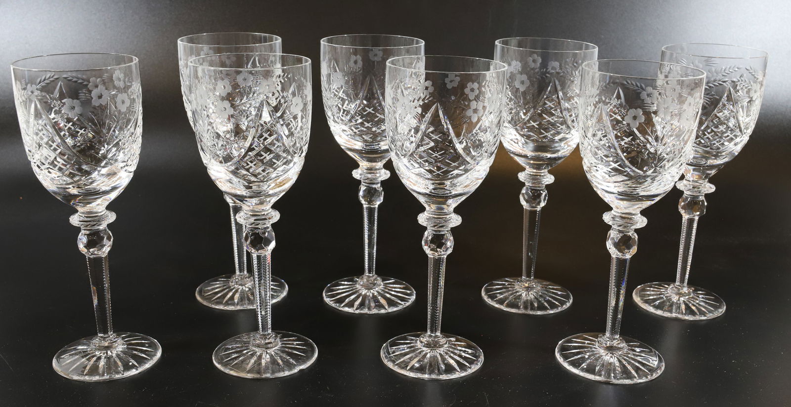 (8) VINTAGE ROGASKA CRYSTAL WINE GLASS: GALLIA HAND BLOWN, NEEDLE ETCHED, YUGOSLAVIA PLEASE READ CAREFULLY - Terms for Purchasing and Shipping of Auction Items. Please read carefully before bidding. All payments for purchases will be made t