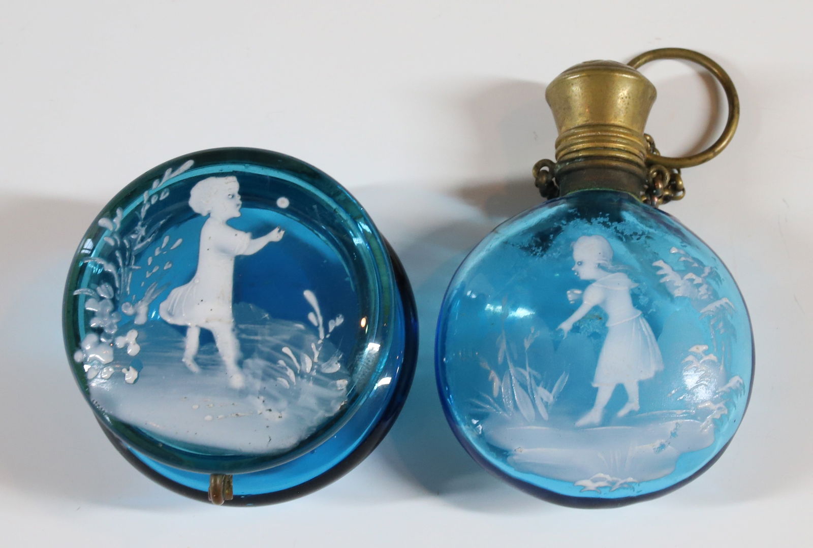 (2) MARY GREGORY TYPE DECORATED GLASS (1 of 4)