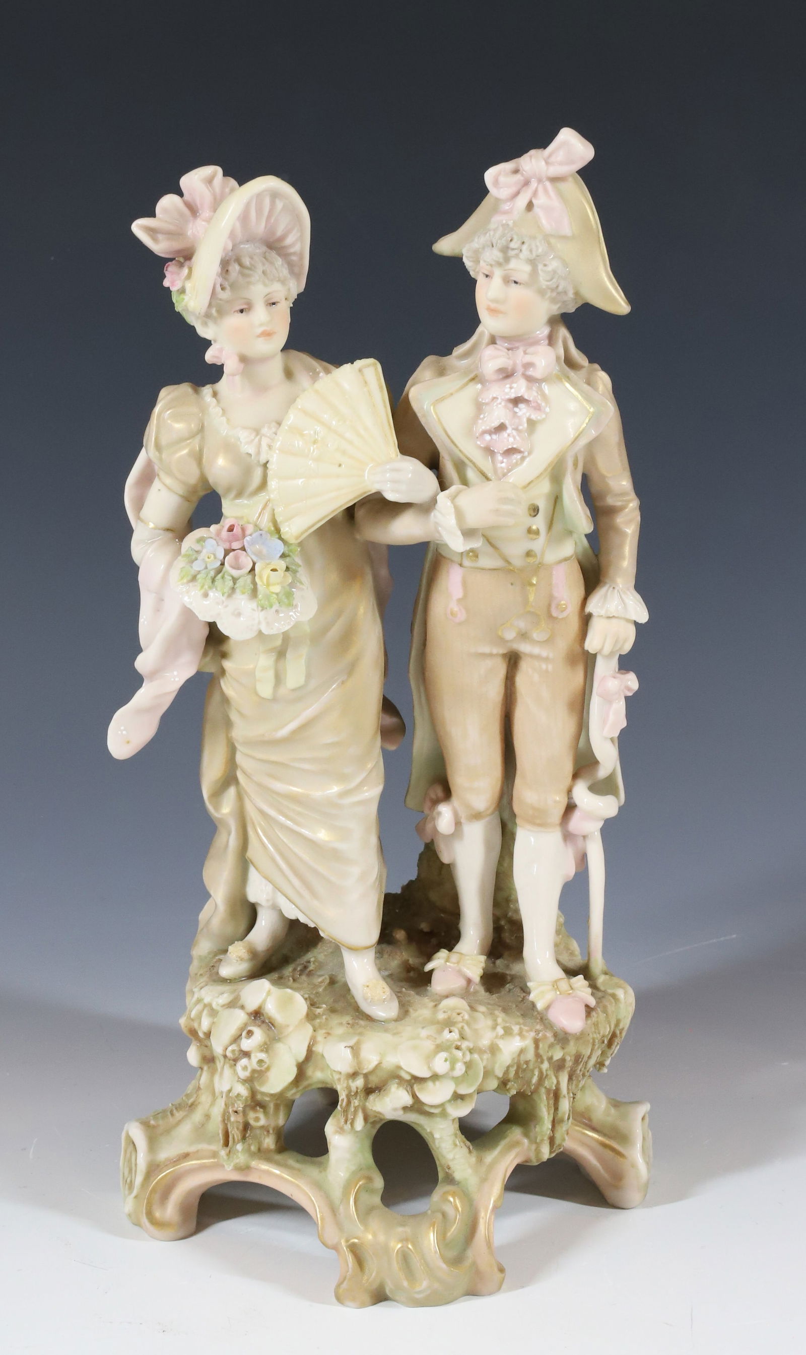 AMPHORA FIGURINE: YOUNG COUPLE PERIOD DRESS BOUQUET AND CANE MARKED 54 5 10 3/4" PLEASE READ CAREFULLY - Terms for Purchasing and Shipping of Auction Items. Please read carefully before bidding. All payments for purcha