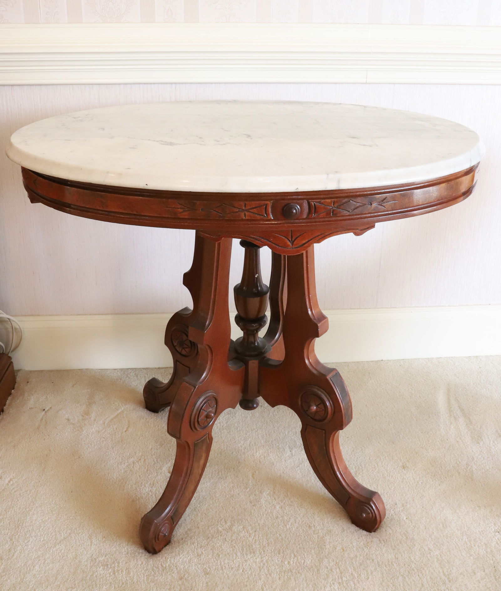 ANTIQUE OVAL MARBLE TOP TABLE (1 of 2)