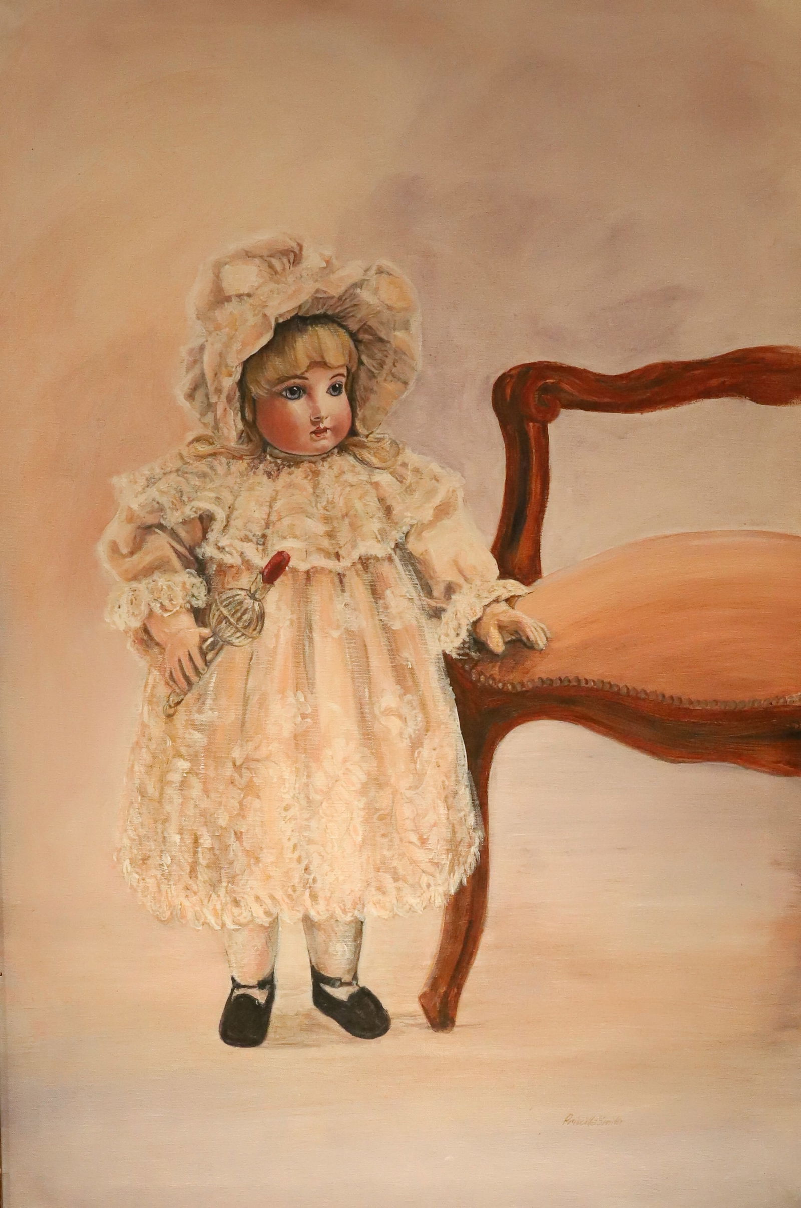 OIL PAINTING OF DOLL AND CHAIR (1 of 4)