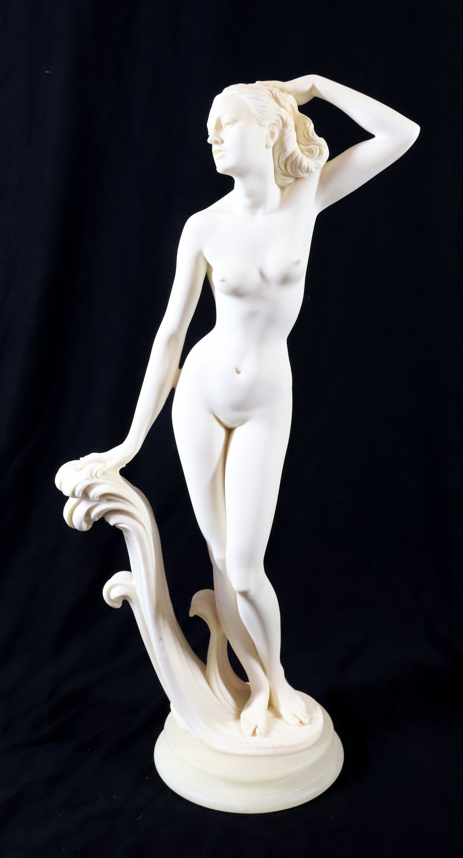FEMALE NUDE FIGURINE: RESIN MATERIAL ALABASTER BASE 19"H MADE IN ITALY PLEASE READ CAREFULLY - Terms for Purchasing and Shipping of Auction Items. Please read carefully before bidding. All payments for purchases will be ma