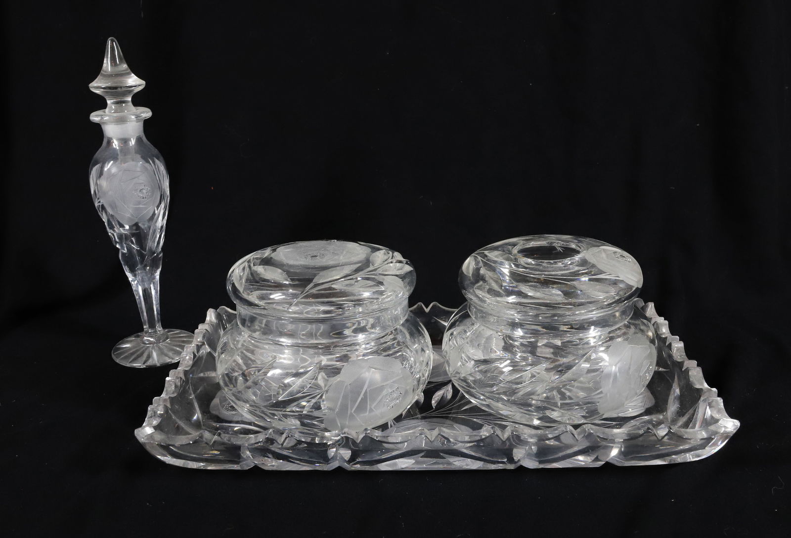 (4) CUT GLASS VANITY SET (1 of 4)