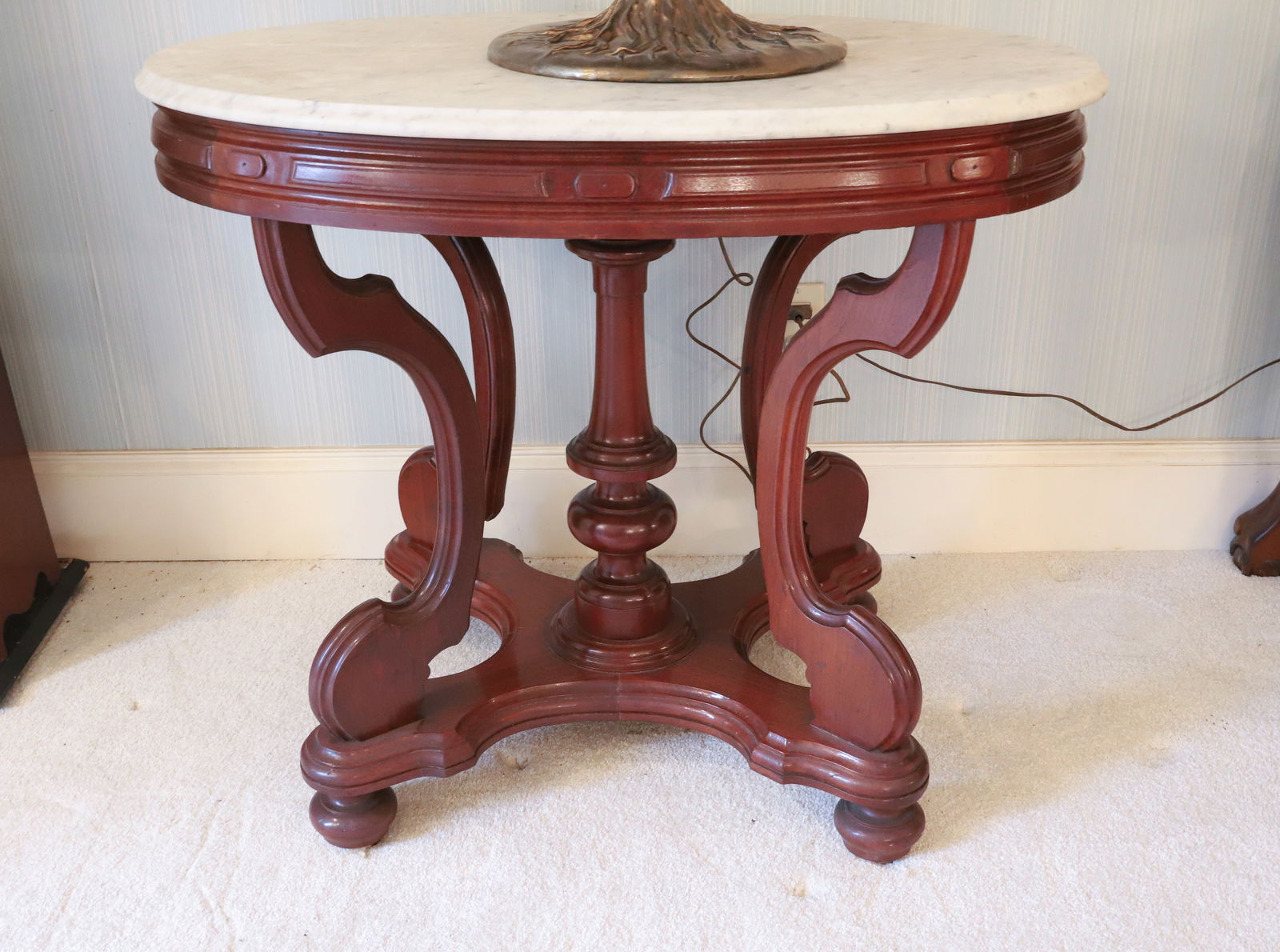 LARGE OVAL MARBLE TOP TABLE (1 of 4)