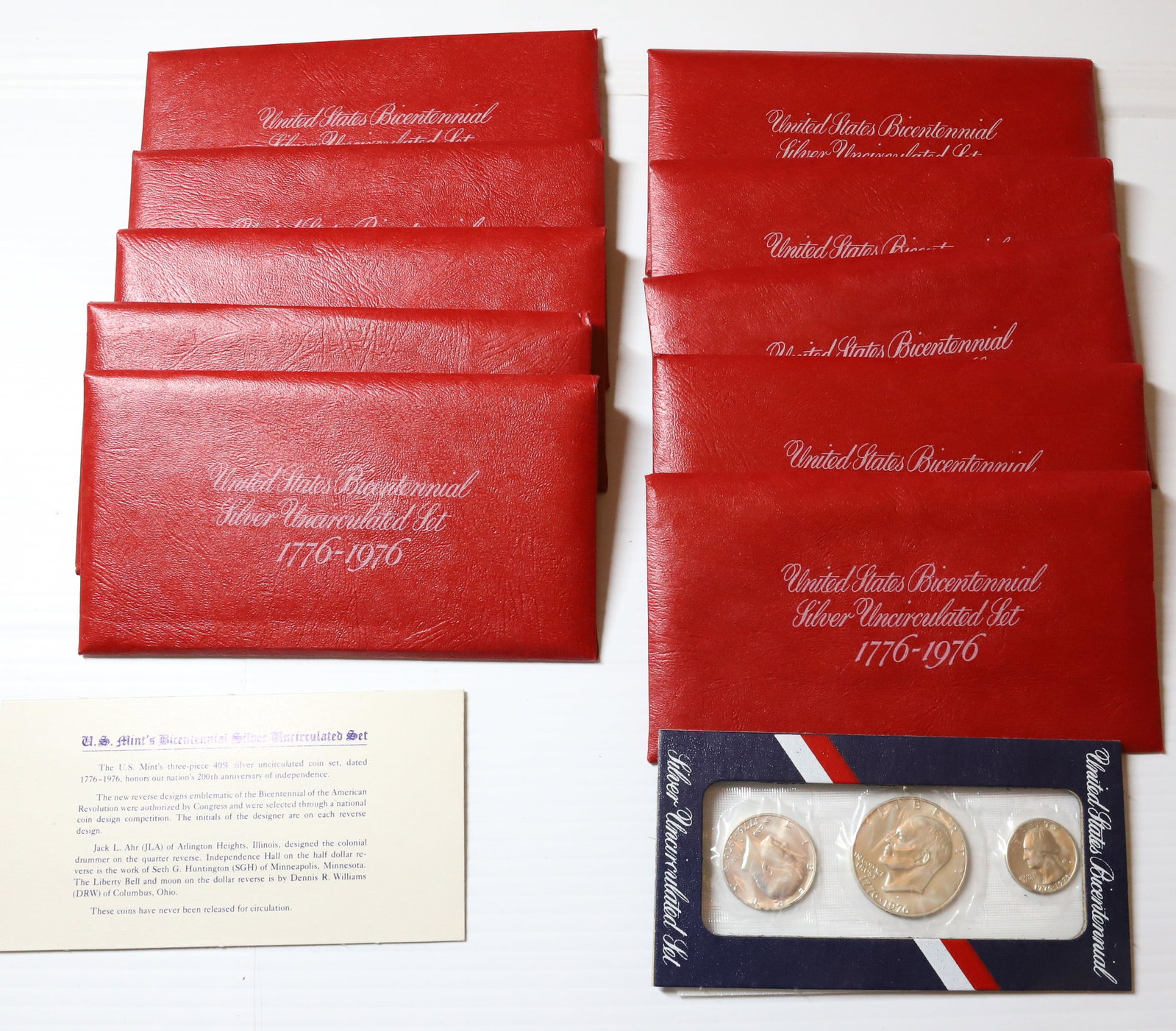 (10) U.S. BICENTENNIAL MINT SETS: 1776-1976 THREE-PIECE 40% SILVER COIN SET PLEASE READ CAREFULLY - Terms for Purchasing and Shipping of Auction Items. Please read carefully before bidding. All payments for purchases will be made thro