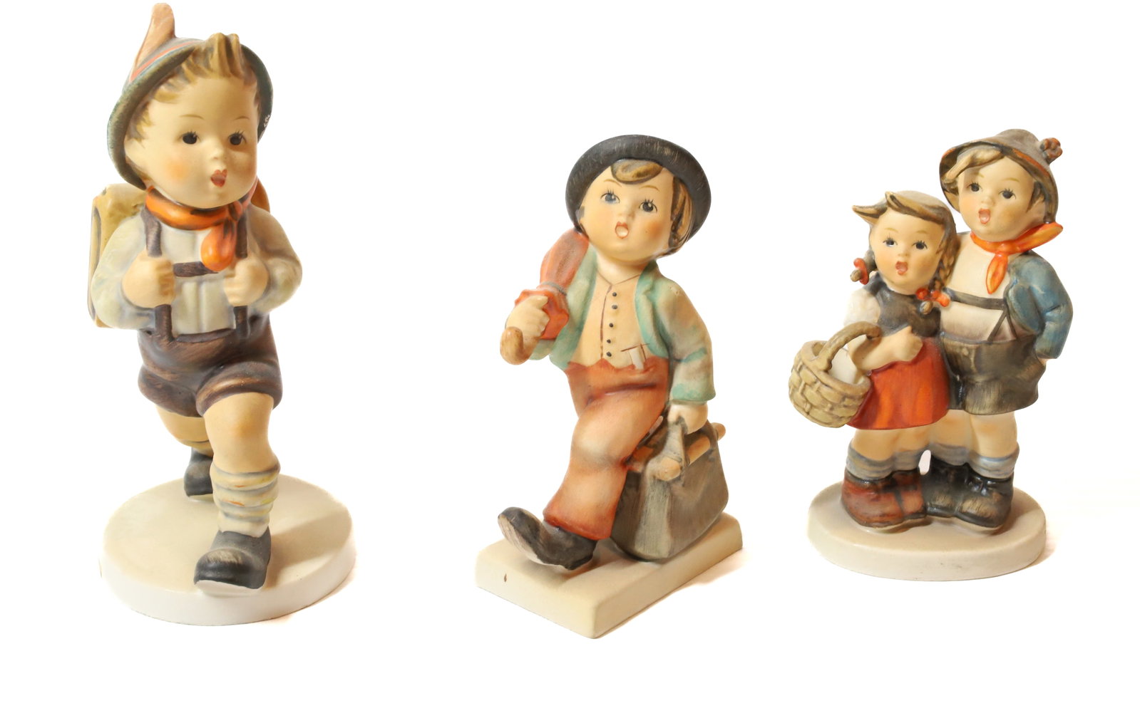 HUMMEL FIGURINE: SCHOOL BOY 5" H, GREAT SURPRISE AND MERRY WANDERER. TMK-3 MARKS PLEASE READ CAREFULLY - Terms for Purchasing and Shipping of Auction Items. Please read carefully before bidding. All payments for purch