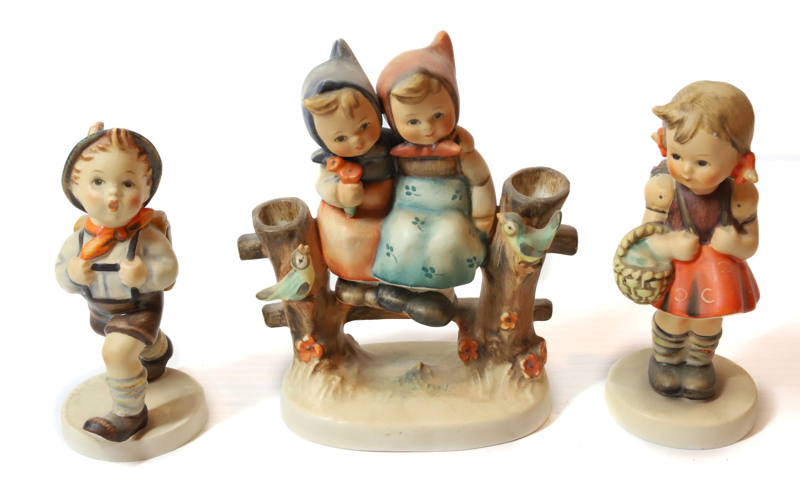 HUMMEL FIGURINES: COQUETTES 5"H, SCHOOLGIRL AND SCHOOL BOY. TMK-3 MARKS PLEASE READ CAREFULLY - Terms for Purchasing and Shipping of Auction Items. Please read carefully before bidding. All payments for purchases will 