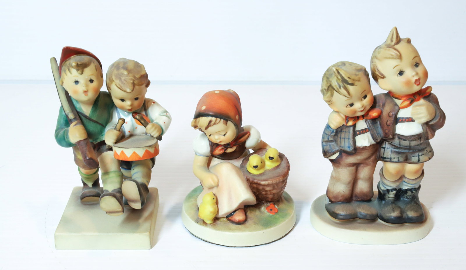 HUMMEL FIGURINES: VOLUNTEERS 4 1/2 " H, MAX & MORITZ AND CHICK GIRL. TMK-3 MARKS PLEASE READ CAREFULLY - Terms for Purchasing and Shipping of Auction Items. Please read carefully before bidding. All payments for purcha