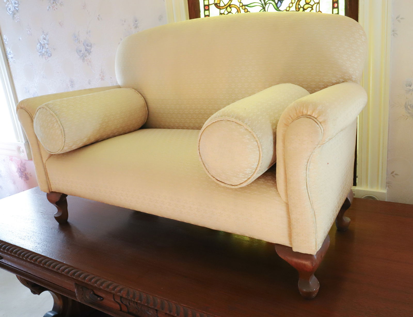 CHILD'S SOFA: EMPIRE STYLE WITH PILLOWS PLEASE READ CAREFULLY - Terms for Purchasing and Shipping of Auction Items. Please read carefully before bidding. All payments for purchases will be made through LiveAuctione