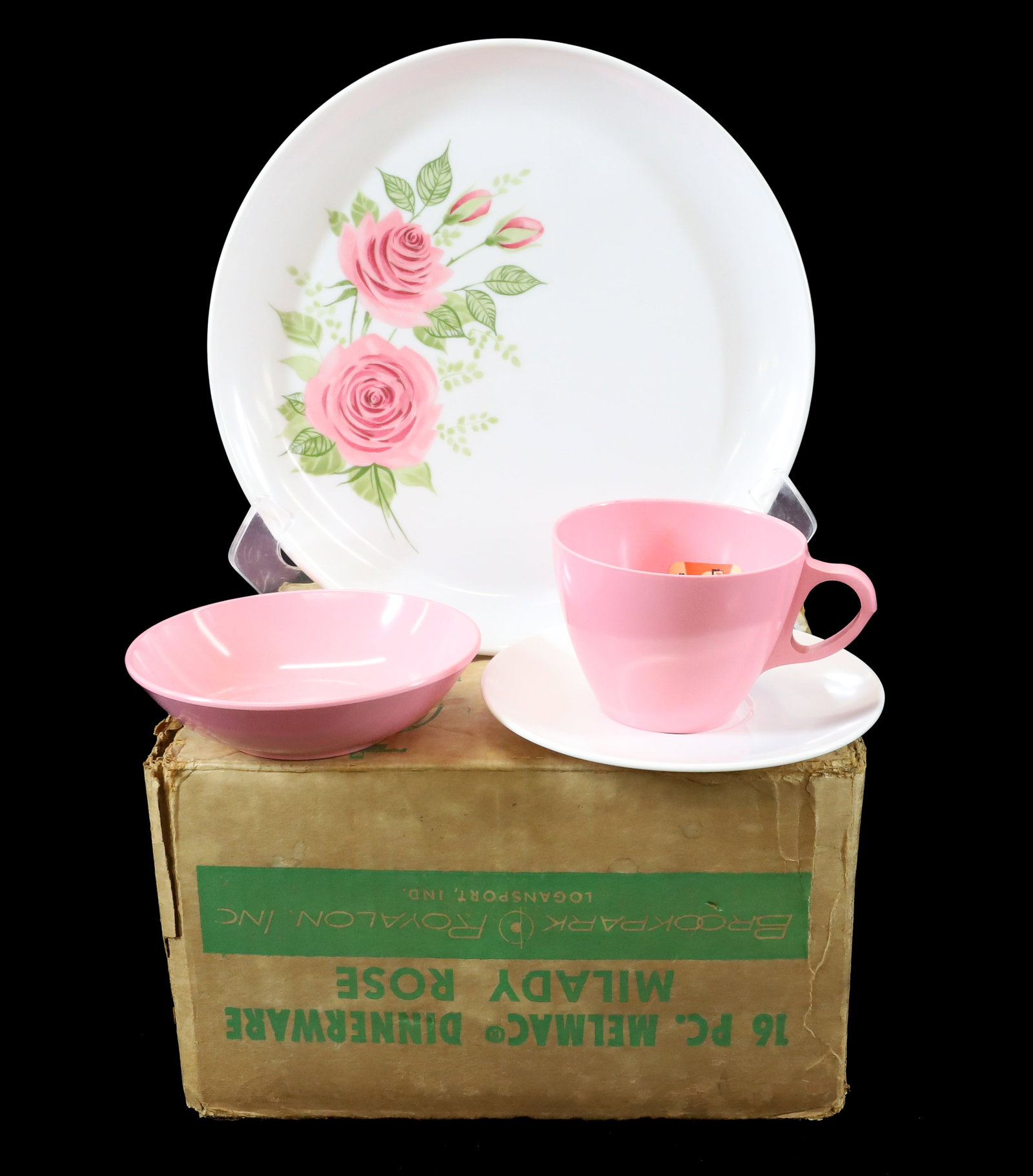 SET OF VINTAGE MELMAC IN ORIGINAL BOX: (16) PIECES OF MILADY ROSE. PLATES,SMALL BOWLS,CUPS/SAUCERS. PLEASE READ CAREFULLY - Terms for Purchasing and Shipping of Auction Items. Please read carefully before bidding. All payments for purchase
