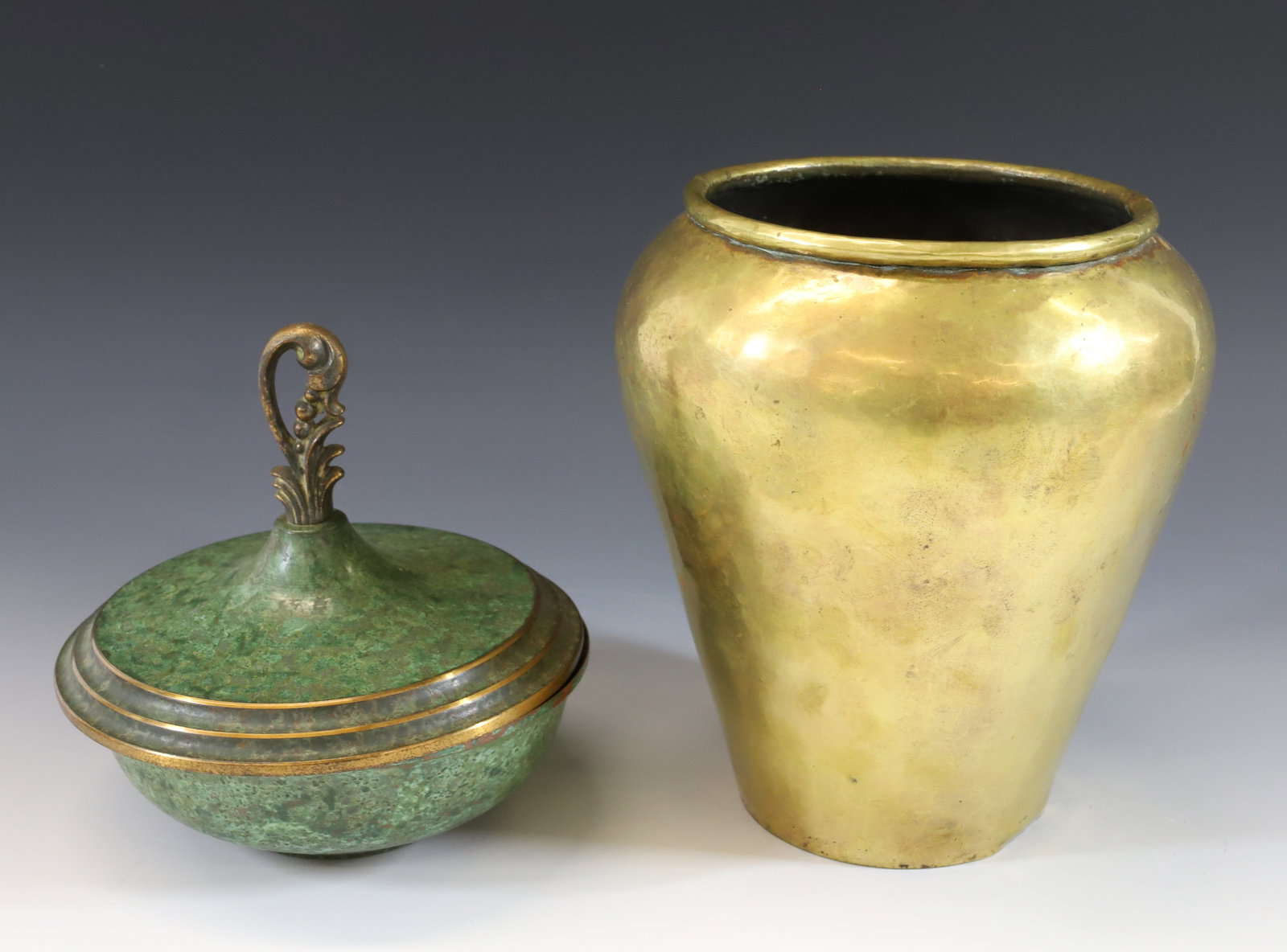 CARL SORENSEN COVERED BOWL AND BRASS POT (1 of 5)