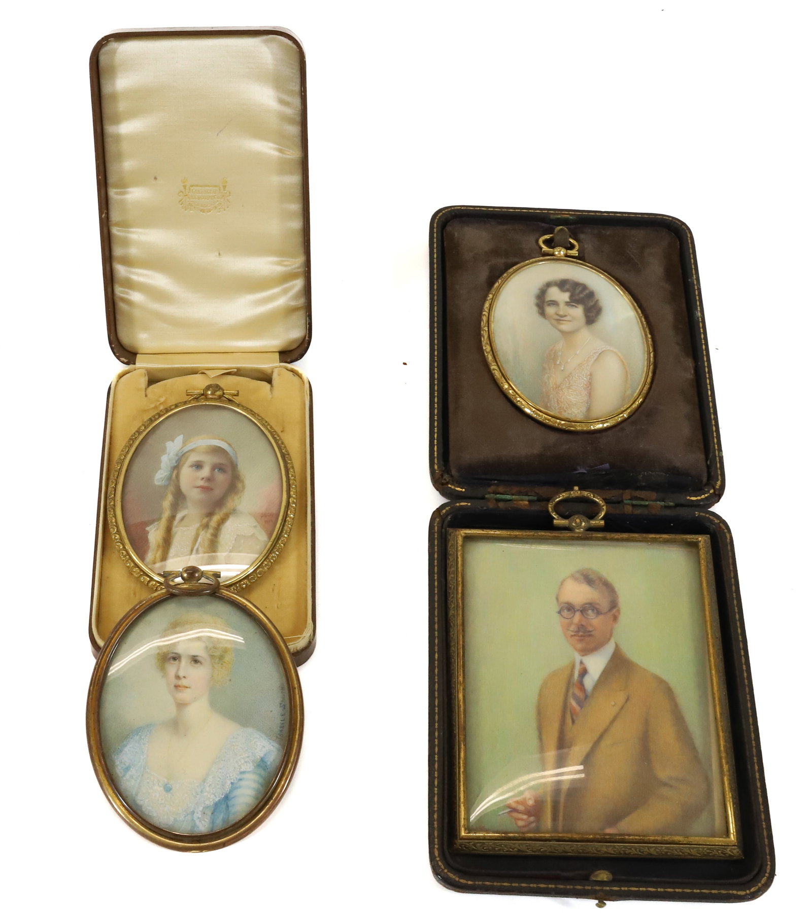 LOT OF (4) HAND PAINTED MINIATURE PORTRAITS (1 of 5)
