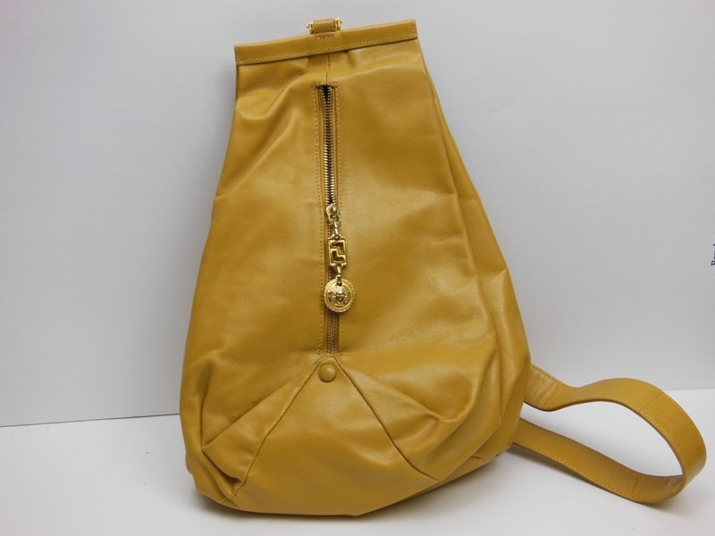 Versace Bag Leather Bag. Mustard Yellow: Genuine Versace. Light Wear