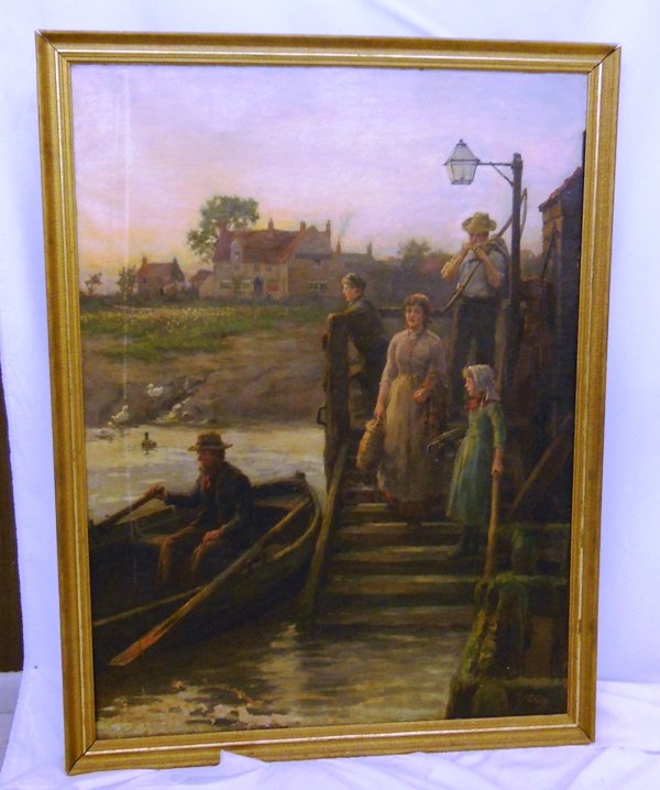 James Watson Oil Painting (1851 - 1936): 48" x 36" oil on canvass Signed Lower Right
