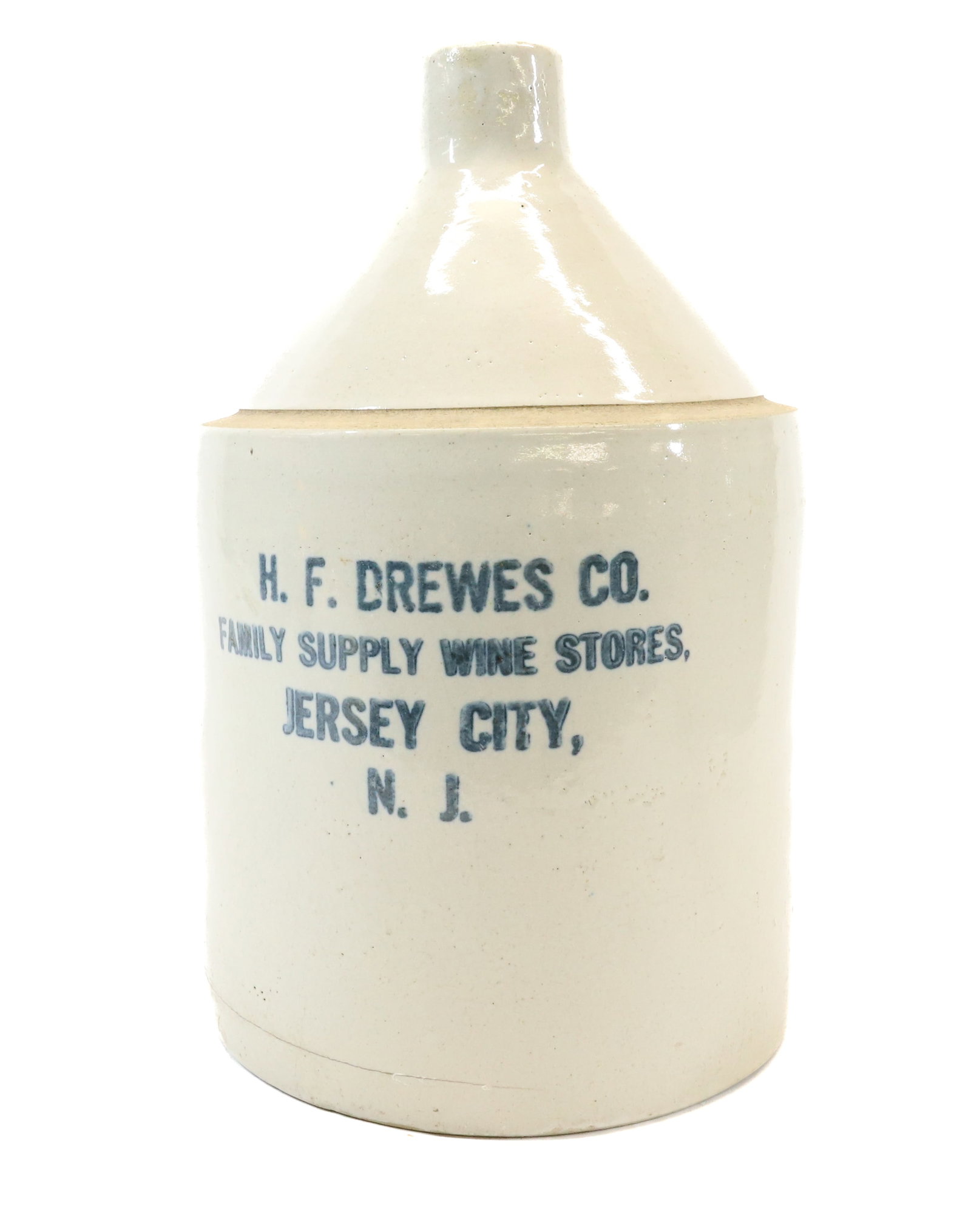 ONE GALLON JERSEY CITY, NJ ADVERTISING JUG: H.F. DREWES CO., FAMILY SUPPLY WINE STORES. 12" H. PLEASE READ CAREFULLY - Terms for Purchasing and Shipping of Auction Items. Please read carefully before bidding. All payments for purchases will be 