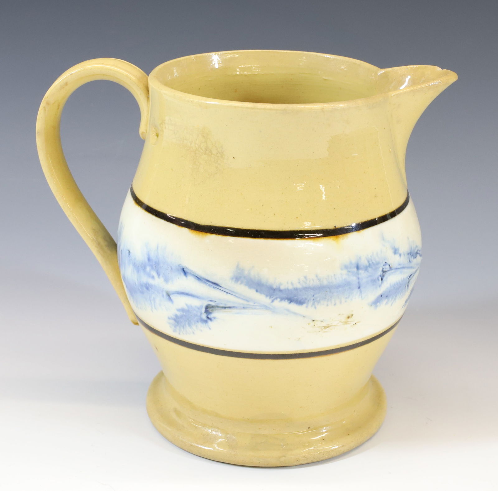 YELLOW WARE PITCHER WITH SEAWEED DECORATION (1 of 6)