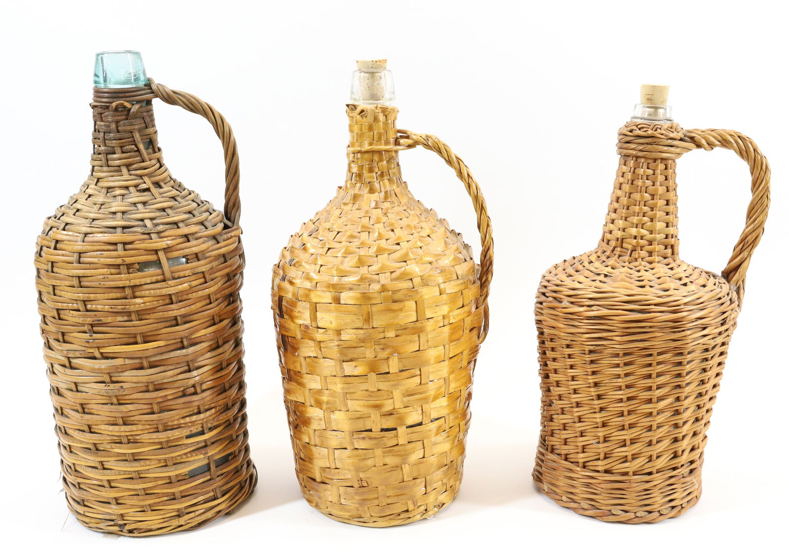 (3) WICKER COVERED BOTTLES (1 of 3)