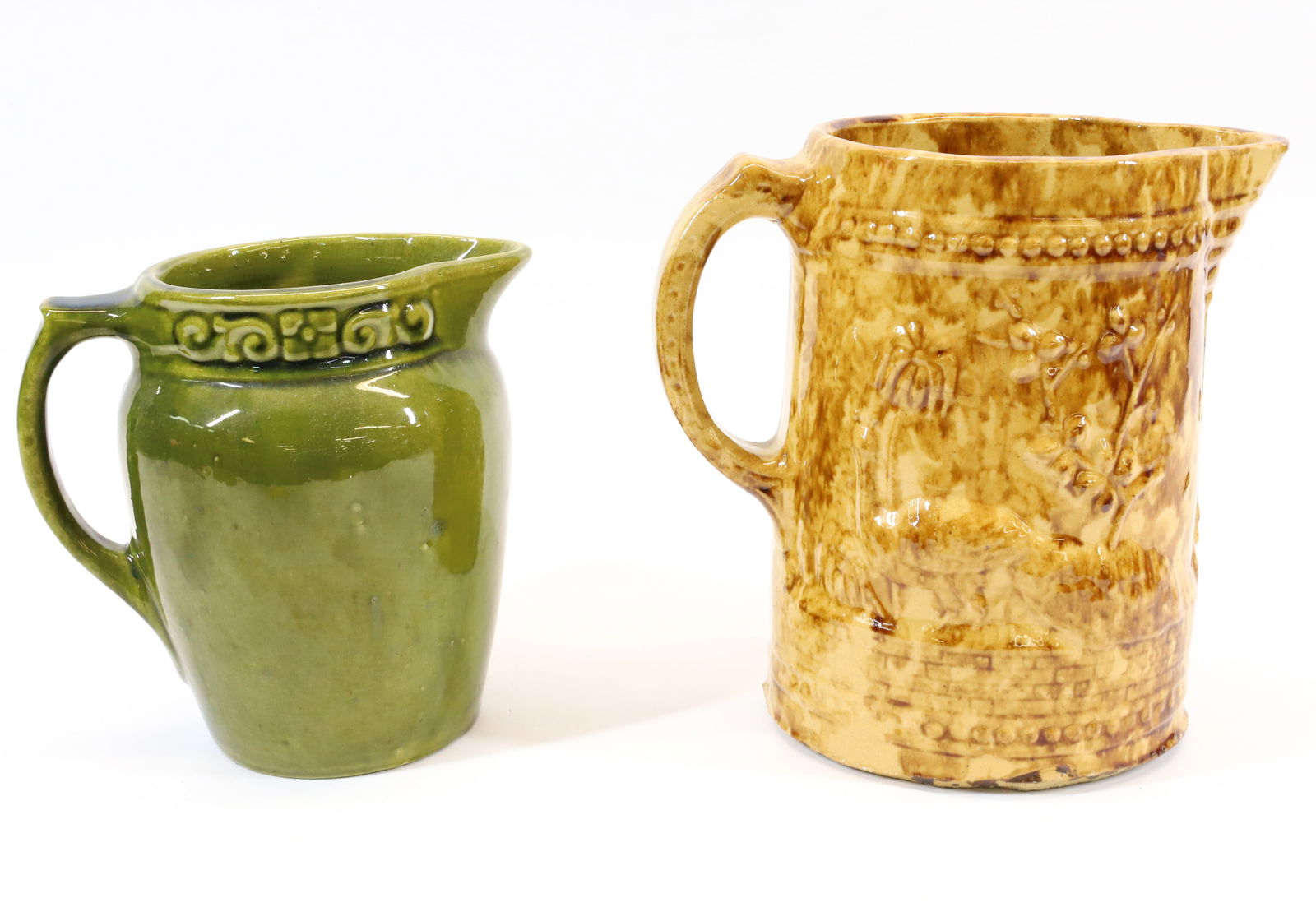 (2) COUNTRY POTTERY PITCHERS (1 of 5)