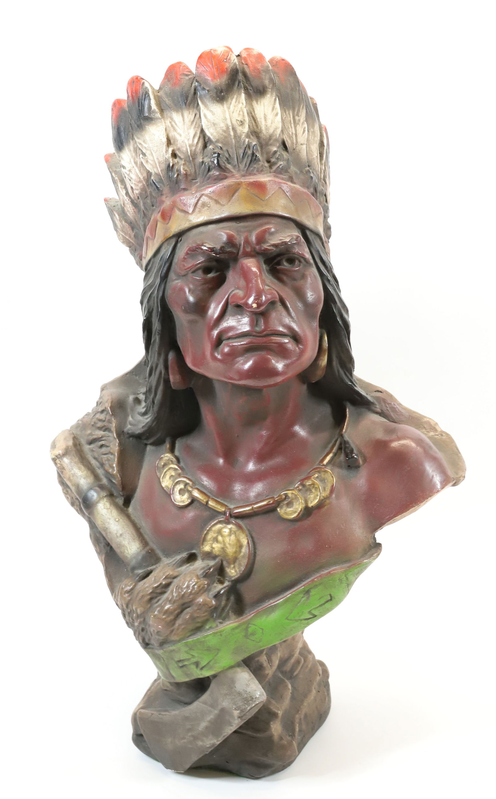 CHALKWARE NATIVE AMERICAN BUST (1 of 4)