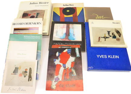 LOT OF ART BOOKS: (11) INCLUDING - (4) JULIUS BISSIER, YVES KLEIN, DE STAEL, ANTON CHRISTIAN, (2) ARTHUR DOVE, (2) RICHARD DIEBENKORN - HARD AND SOFT COVERS PLEASE READ CAREFULLY - Terms for Purchasing and Shipping