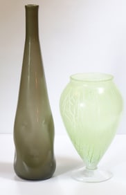 (2) ART GLASS VASES