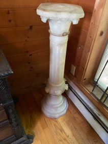CARVED ALABASTER PEDESTAL