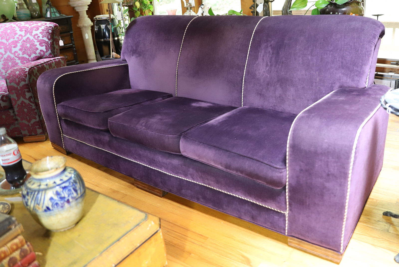 MOHAIR UPHOLSTERED THREE CUSHION SOFA (1 of 3)