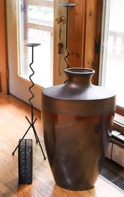 CONTEMPORARY FLOOR VASE AND CANDLE HOLDERS