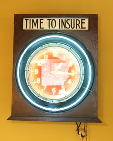 TIME TO INSURE NEON CLOCK