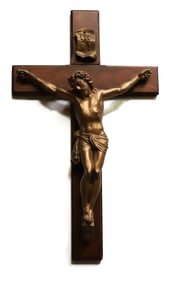 LARGE SIZE, WOOD AND METAL CRUCIFIX