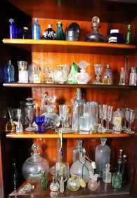 PERFUME BOTTLES, GLASS BOTTLES, AND CORDIALS