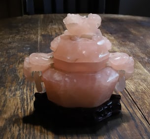 CHINESE ROSE QUARTS INCENSE BURNER