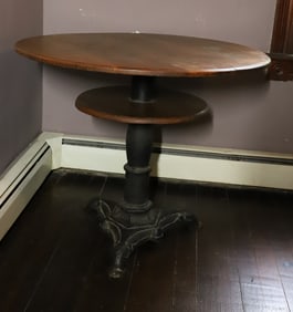 ROUND TAVERN TABLE, IRON BASE