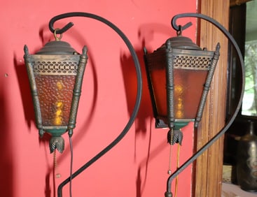 PR. OF WROUGHT IRON FLOOR LAMPS