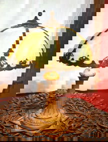 ANTIQUE SLAG GLASS PANEL LIGHT