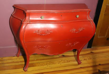 RED PAINTED BOMBAY STYLE DRESSER