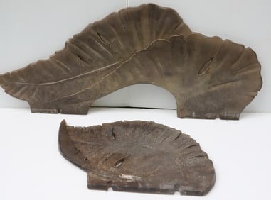 (2) PIECES OF PALM LEAF SHAPED GLASS