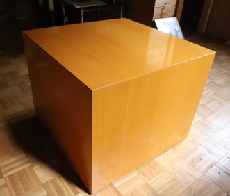 VINTAGE WOODEN CUBE, END TABLE