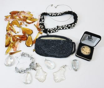 AMBER GLASS PRISMS LOT