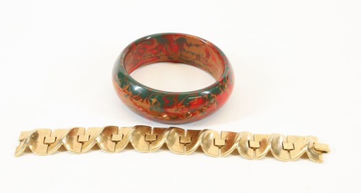 (2) BAKELITE BANGLE,TRIFARI BRACELET