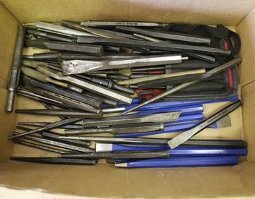 BOX OF CHISELS AND PUNCHES