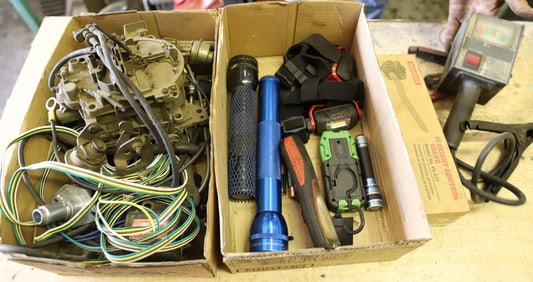 2 BOXES OF TOOLS AND PARTS