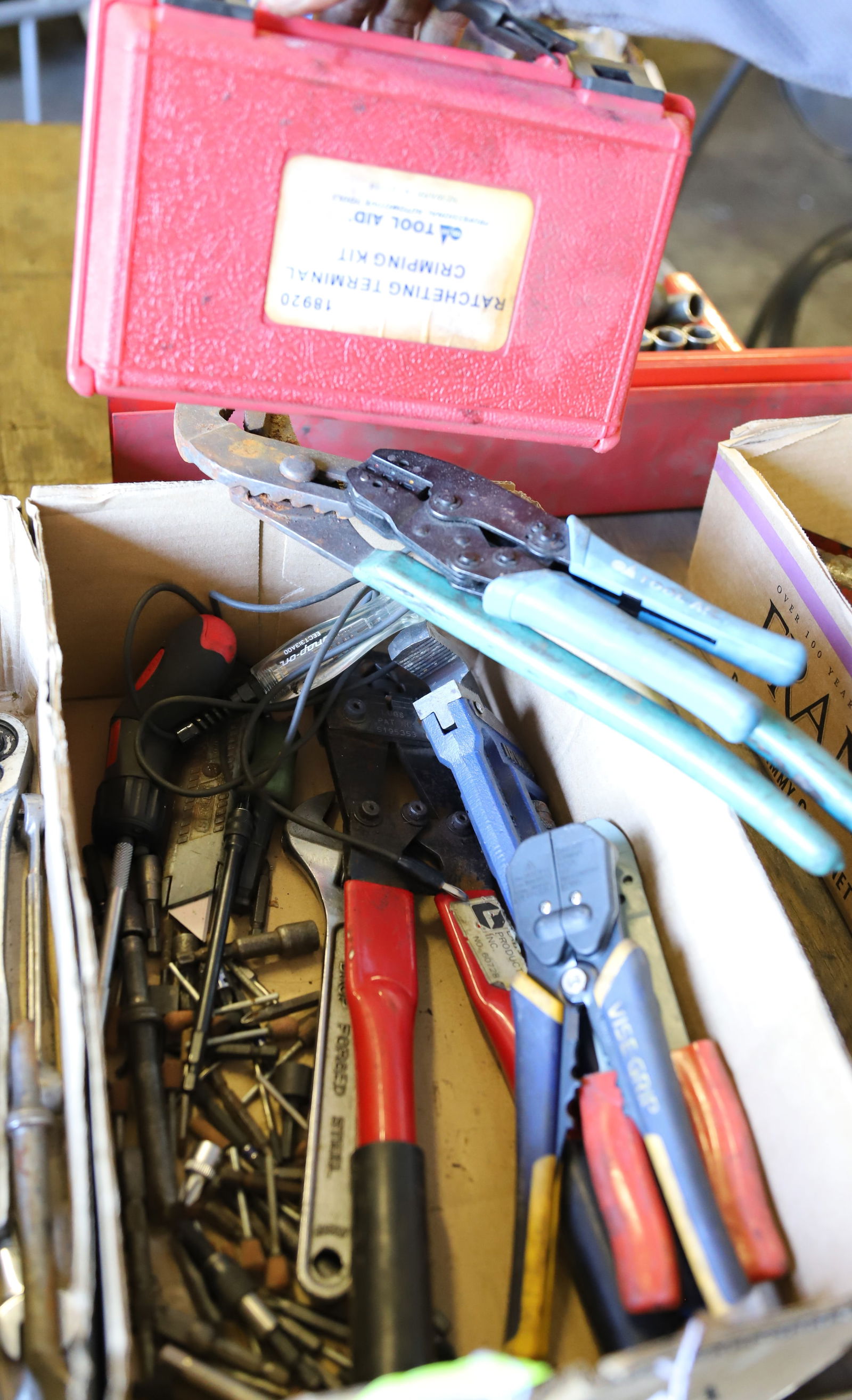 LOT OF WIRE STRIPPERS, PLIERS, ADJUSTABLE WRENCH (1 of 3)