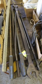 LARGE PRY BARS, WRENCHES AND TIRE IRONS