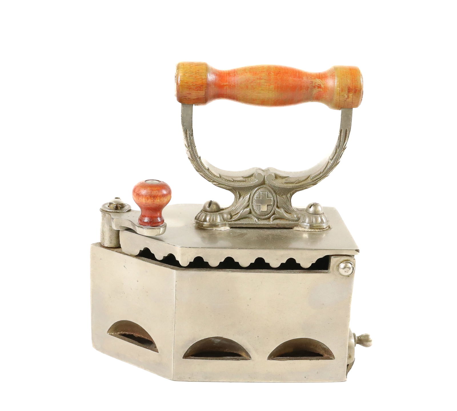 UNUSUAL SMALL SIZE SWISS CHARCOAL IRON (1 of 5)