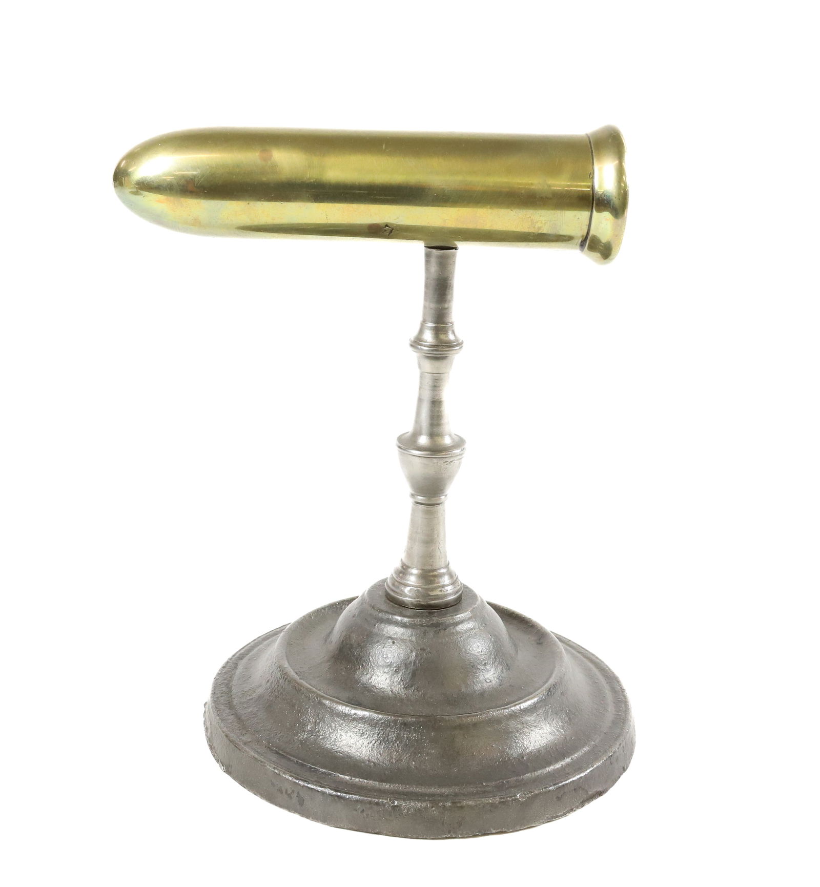 ANTIQUE GOFFERING IRON: BRASS BARREL 5 3/4". ROUND IRON BASE. PLEASE READ CAREFULLY - Terms for Purchasing and Shipping of Auction Items. Please read carefully before bidding. All payments for purchases will be made through